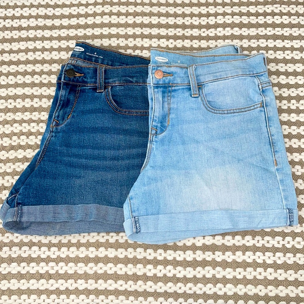 Two pairs Old Navy denim shorts size 6
